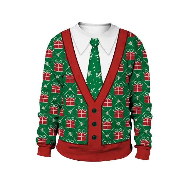 Women's Christmas Animal Print Pullover Round Neck Couple Sweater Sb102 054 Xxl - Shop at LoveMi