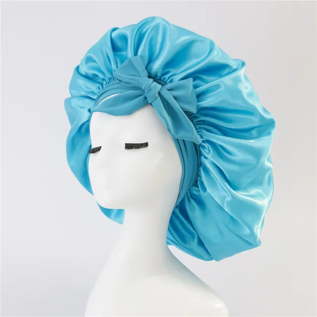 New Silk Bonnet For Sleeping Women Satin Bonnet Hair Bonnet Night Sleep Cap Scarf Wrap For Curly Hair With Tie Band For Curly Hair Dark Blue - Shop at LoveMi