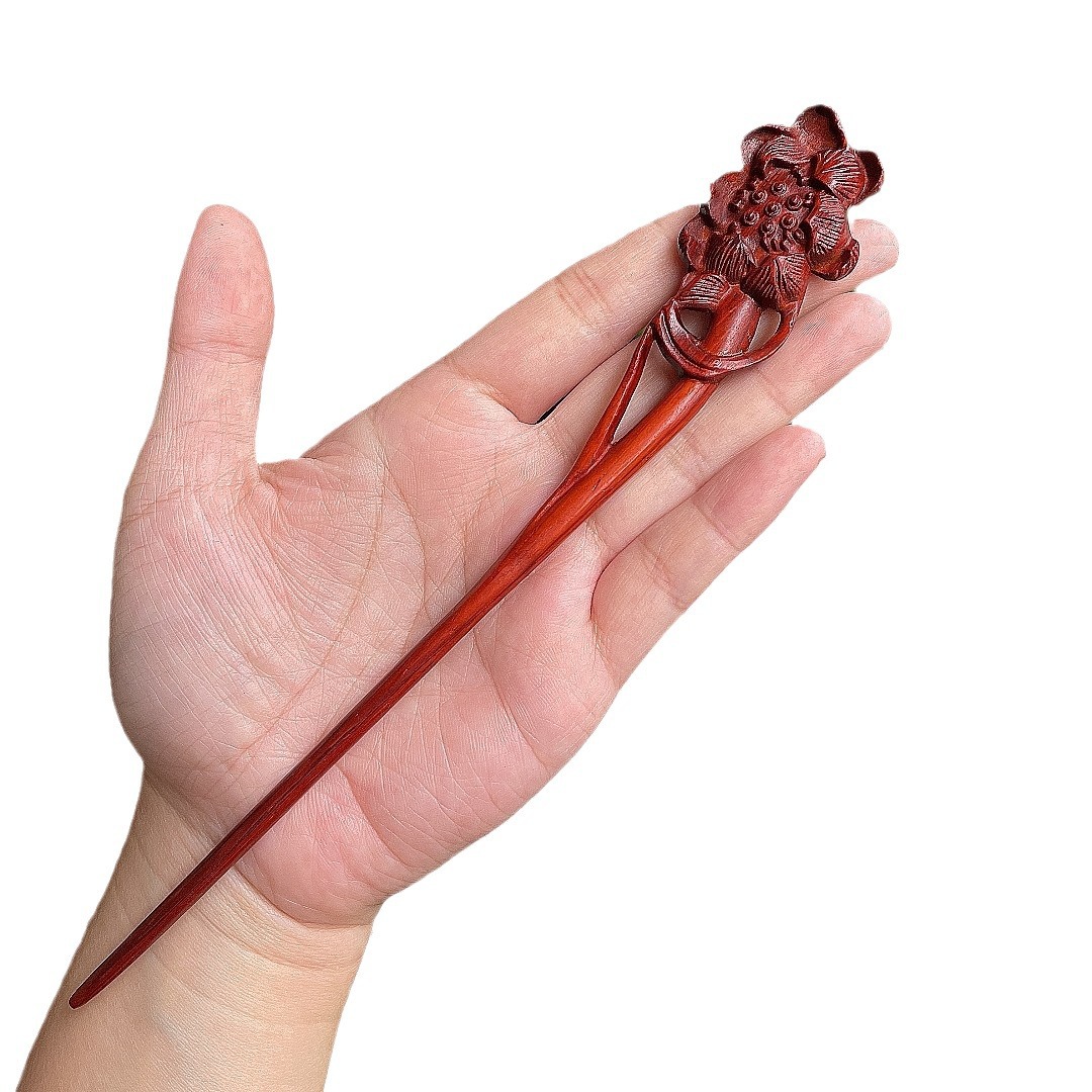 Ebony Antique Carved Hairpin 5