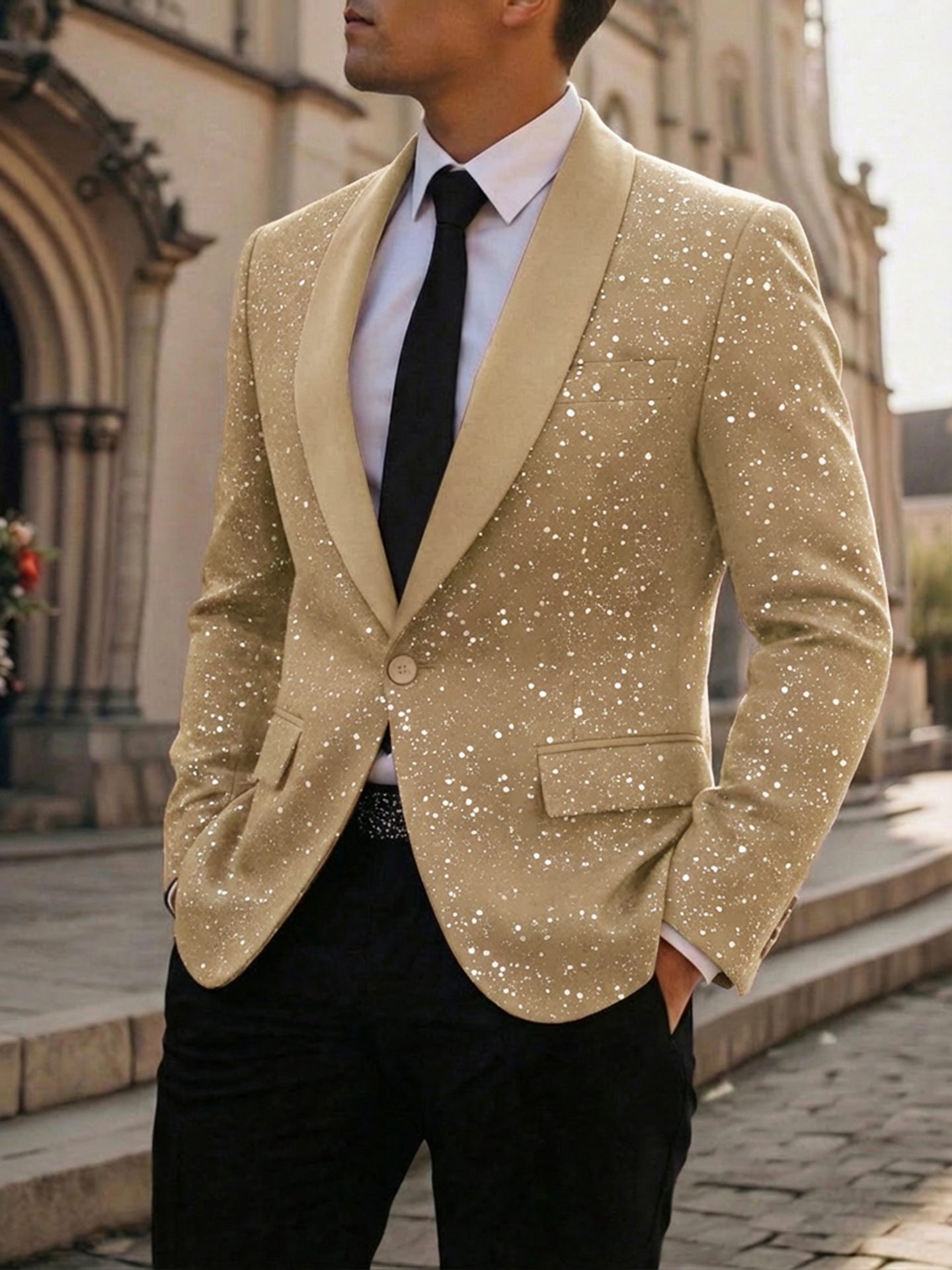 Men's Suit Casual Shiny Banquet Party Outerwear 9