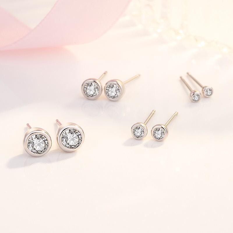 925 Silver Needle Zircon Beanie Earrings