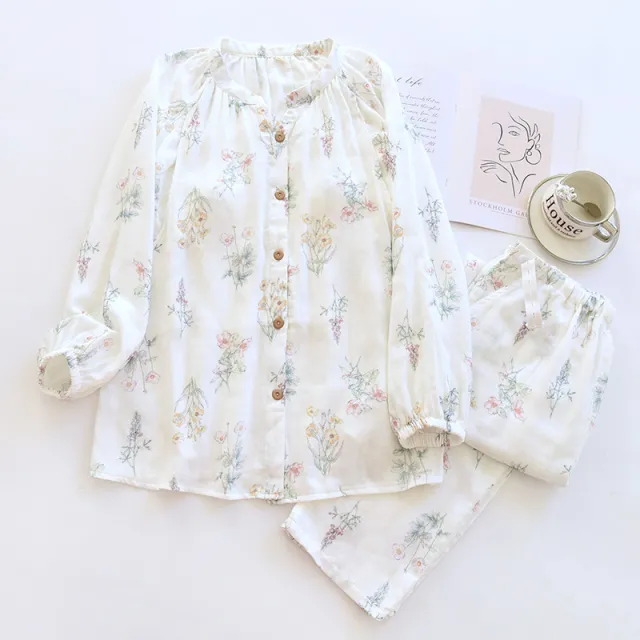 Bamboo Fiber With Chest Pad Confinement Clothing Pregnant Postpartum Nursing Clothing Long Sleeve Home Wear Printing Zy06 Bamboo Fiber - Shop at LoveMi
