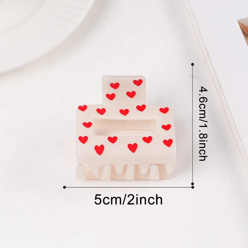 Atmospheric Heart-print Heart-shaped Valentine's Day Shark Clip - White