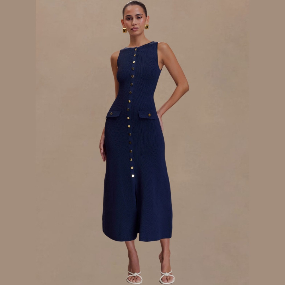 Knitted Elegant Sleeveless Dress For Women