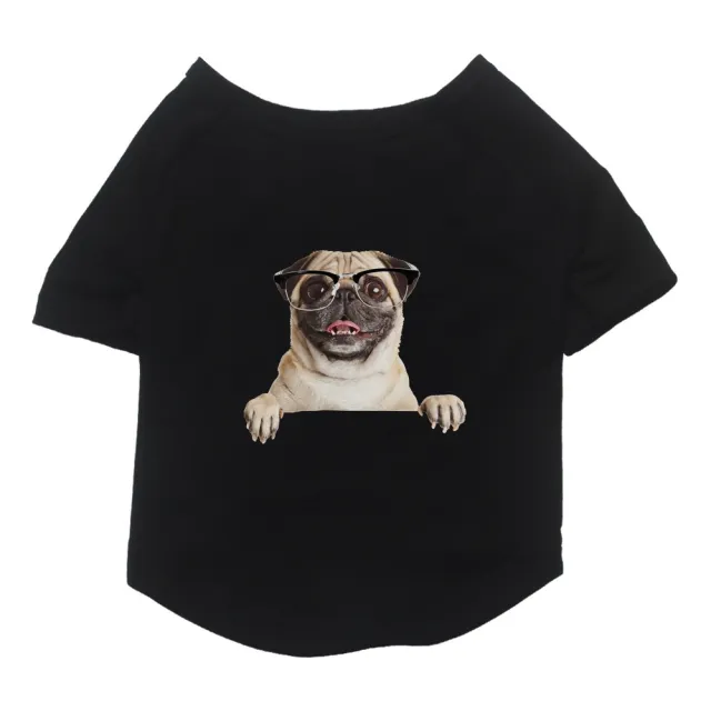 Pet Summer Breathable Thin Basic Style Cotton Short Sleeve Printed T shirt Black Pug - Shop at LoveMi