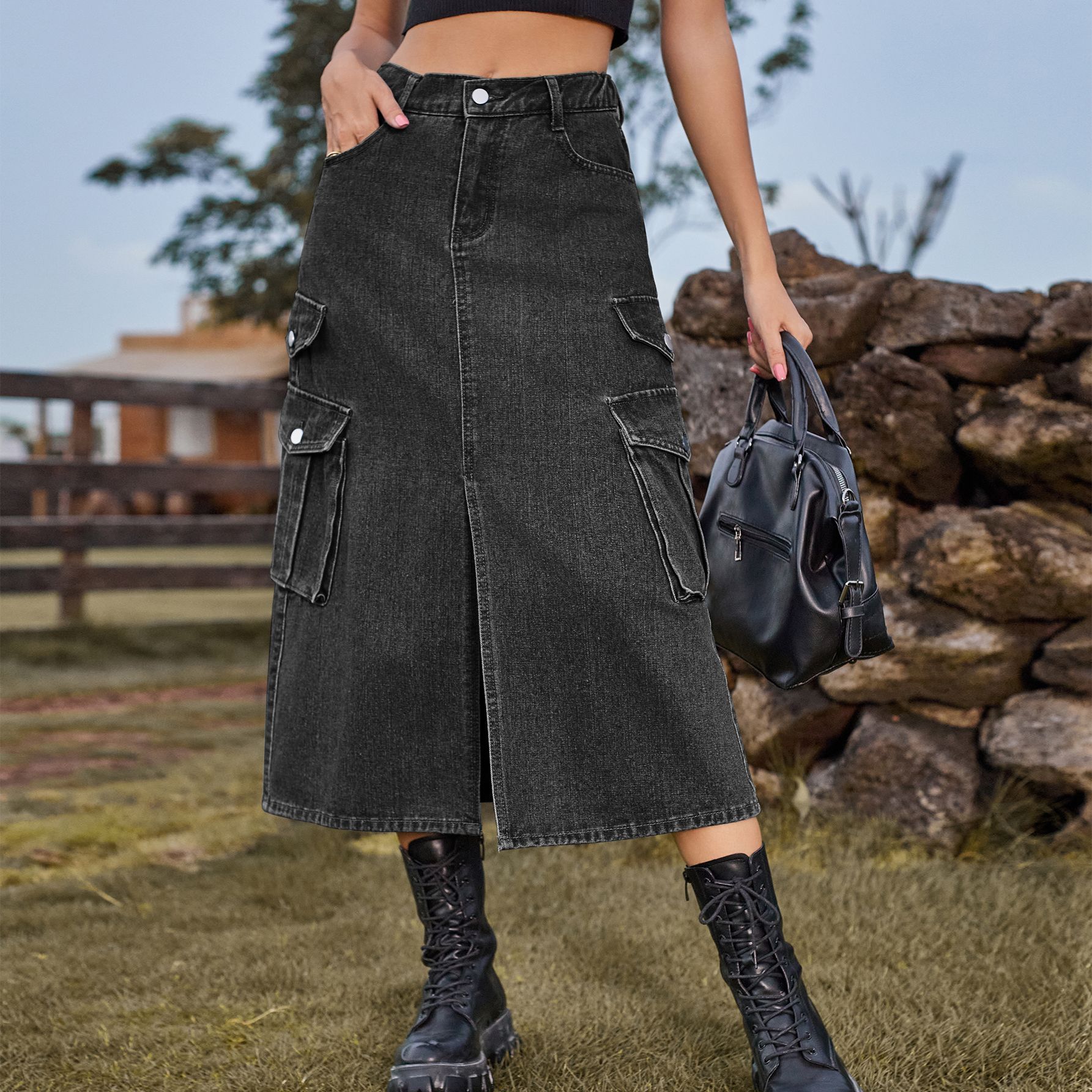 Women's Denim Cargo Pants Casual Skirt - Image 5