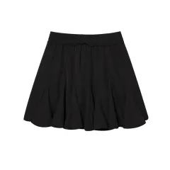 Patchwork Irregular Pleated Skirt - Black - View 1