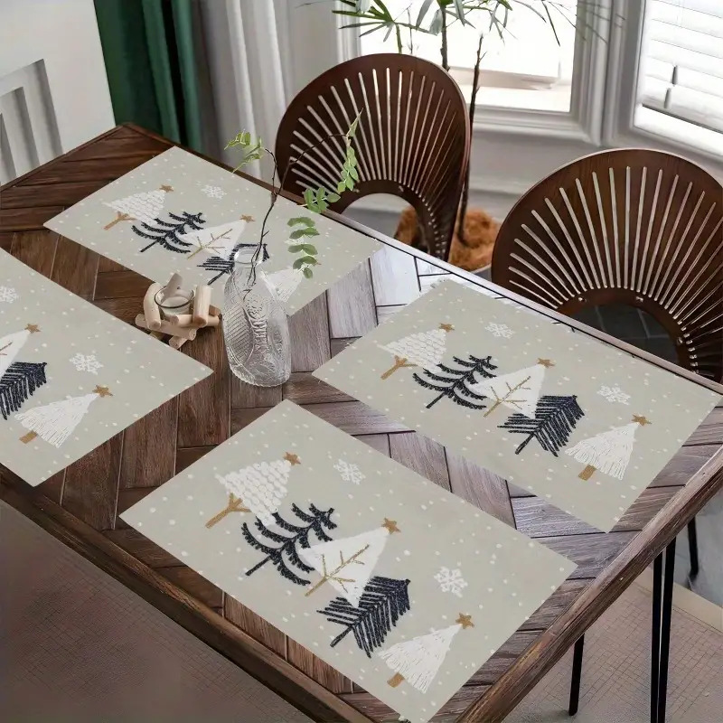 Christmas Holiday Party Table Insulation Mat Christmas Tree Linen Printing