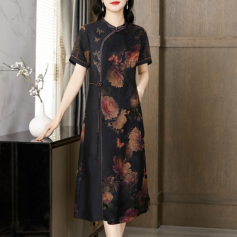 Xiang Yun Satin Improved Cheongsam Silk Mulberry Silk Western Style Women's Clothing