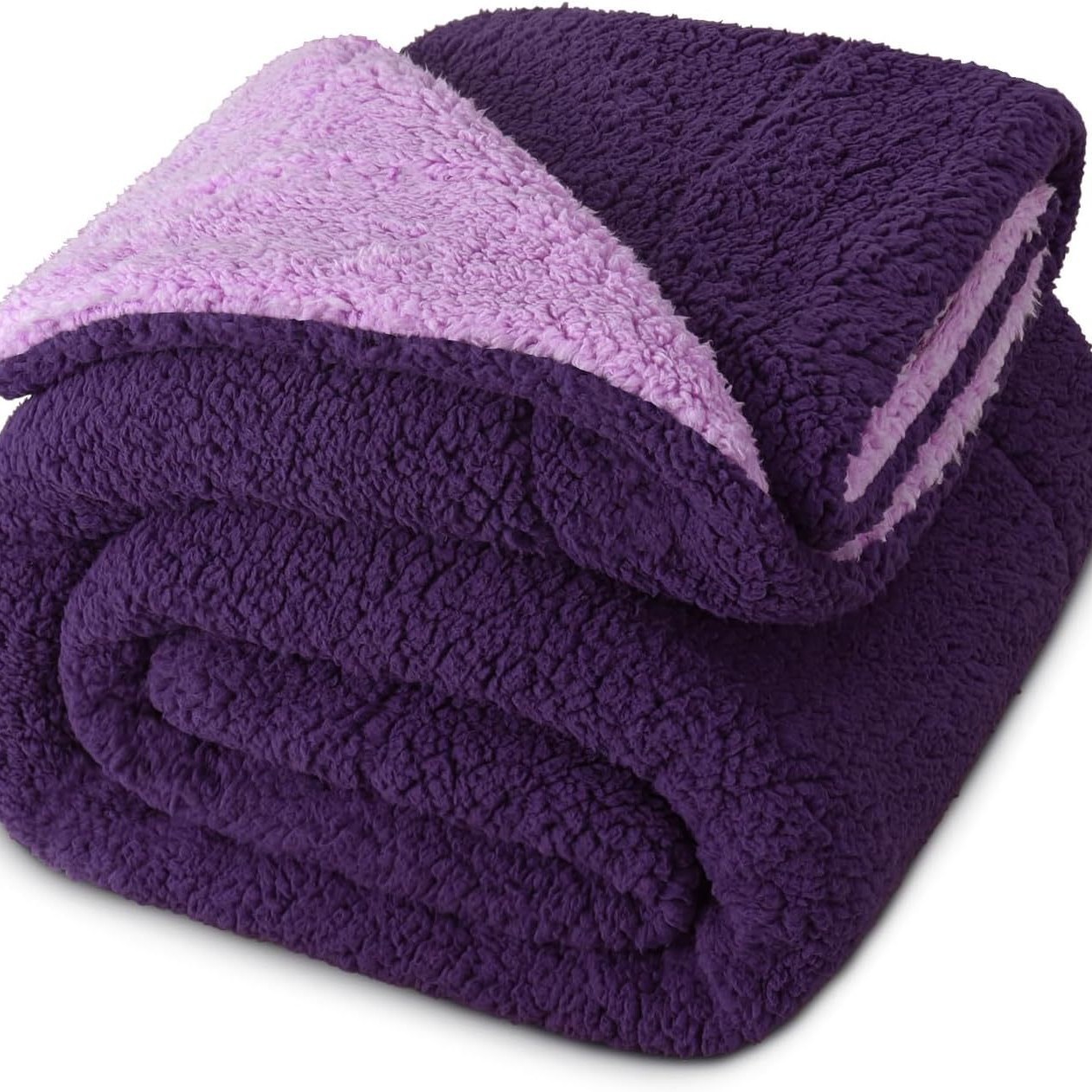Two-Layer Double-Sided Lambswool Blanket With Contrasting Colorsperfect As A