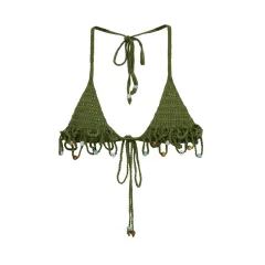 Handmade Pearl Crocheted Top Camisole - Green Vest - View 1