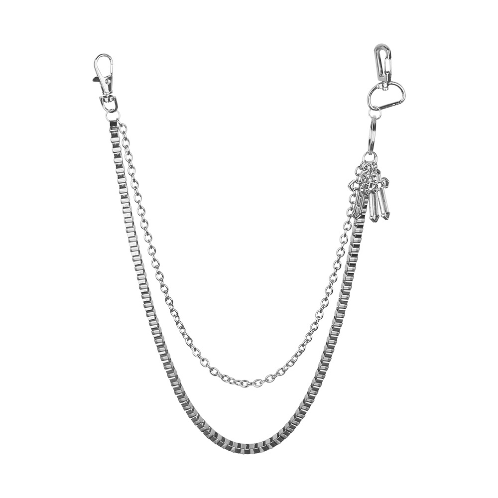 Versatile Double-layer Combination Cross Phants Zipper Personalized Waist Chain