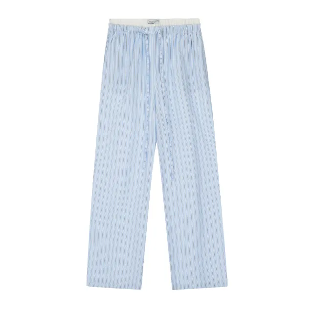 Women's Loose Straight Blue And White Striped Casual Pants Blue - Shop at LoveMi