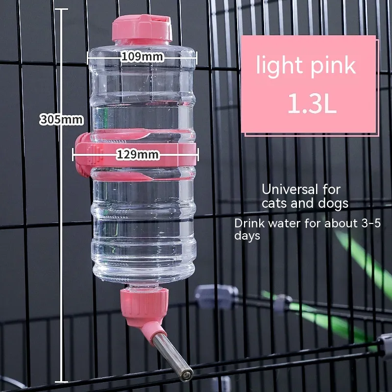 Dog Drinking Water Apparatus Hanging Pet Hanging Kettle Ball Cat - Pet Drinking Bowl 1300Ml Pink