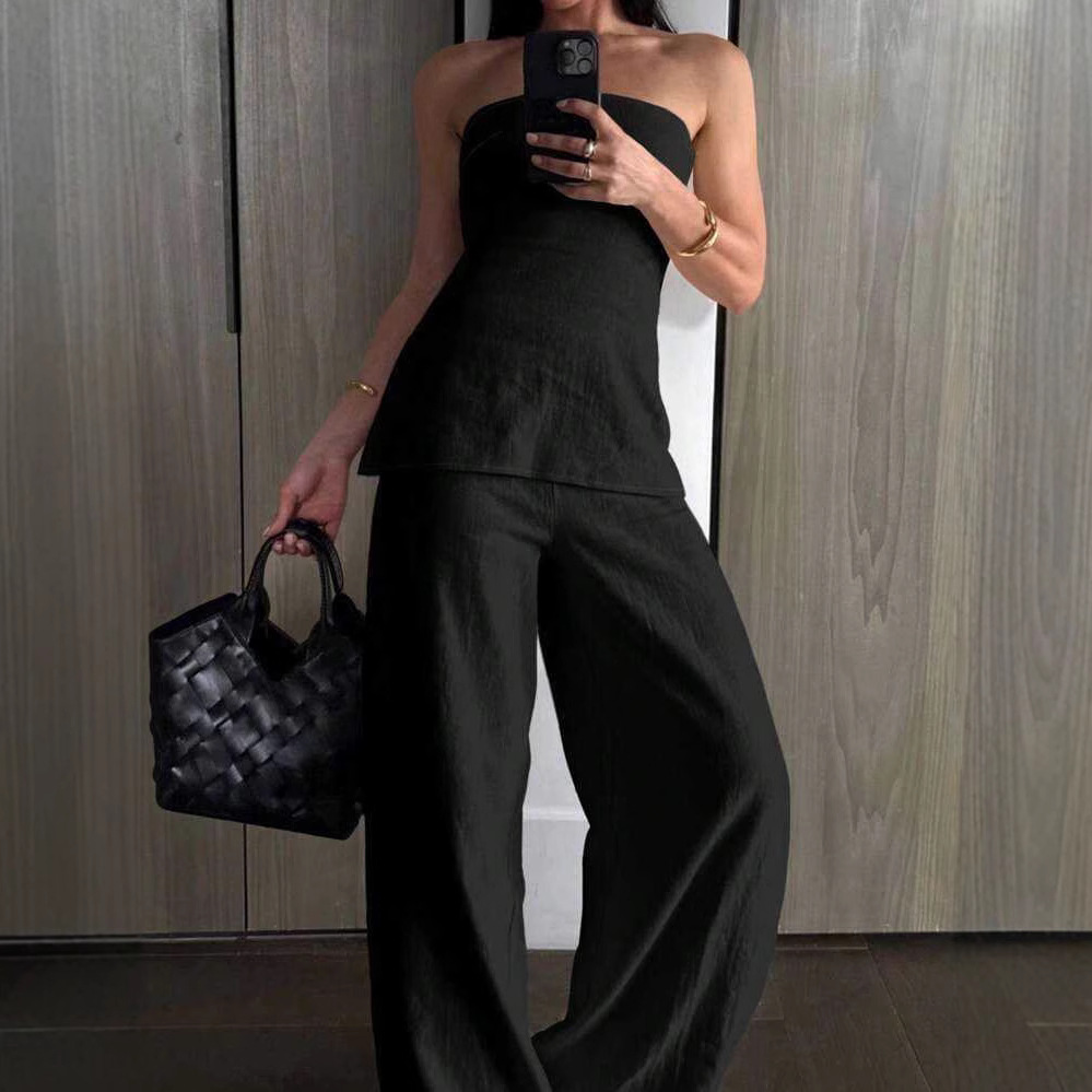 Ladies' Boob Tube Top Casual Pants Suit