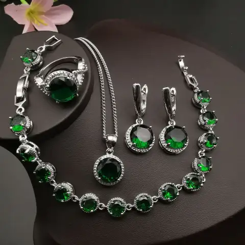 Jewelry Round Diamond 4 PCs Set