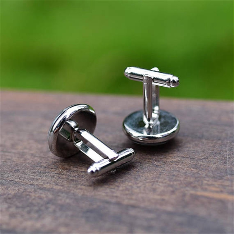 Vintage Compass Time Stone Men's Suit Cufflinks (Silver)