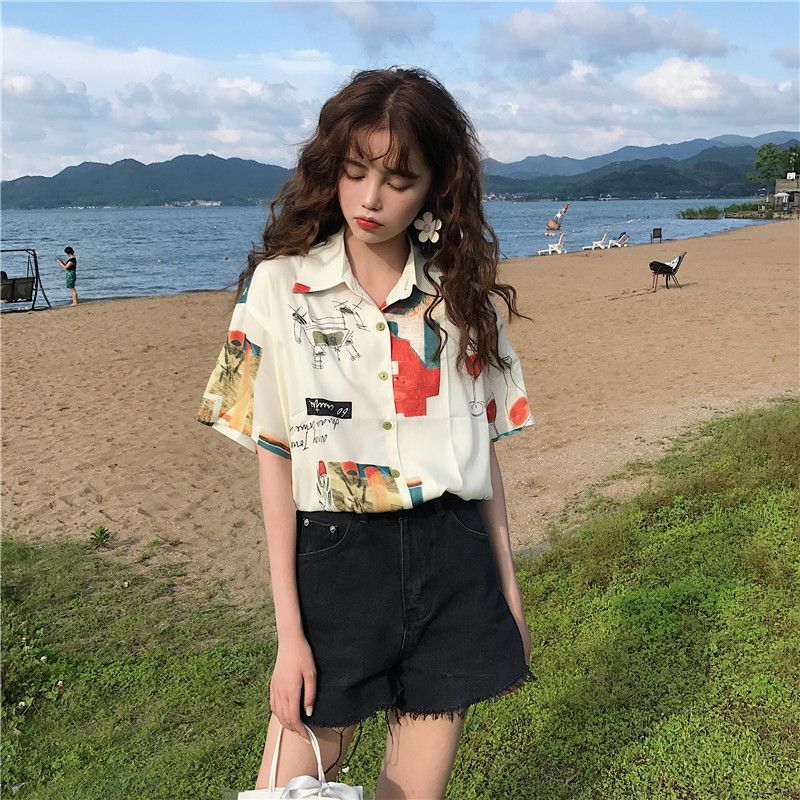 Shirt Female Student Loose Student Short Sleeve Shirt