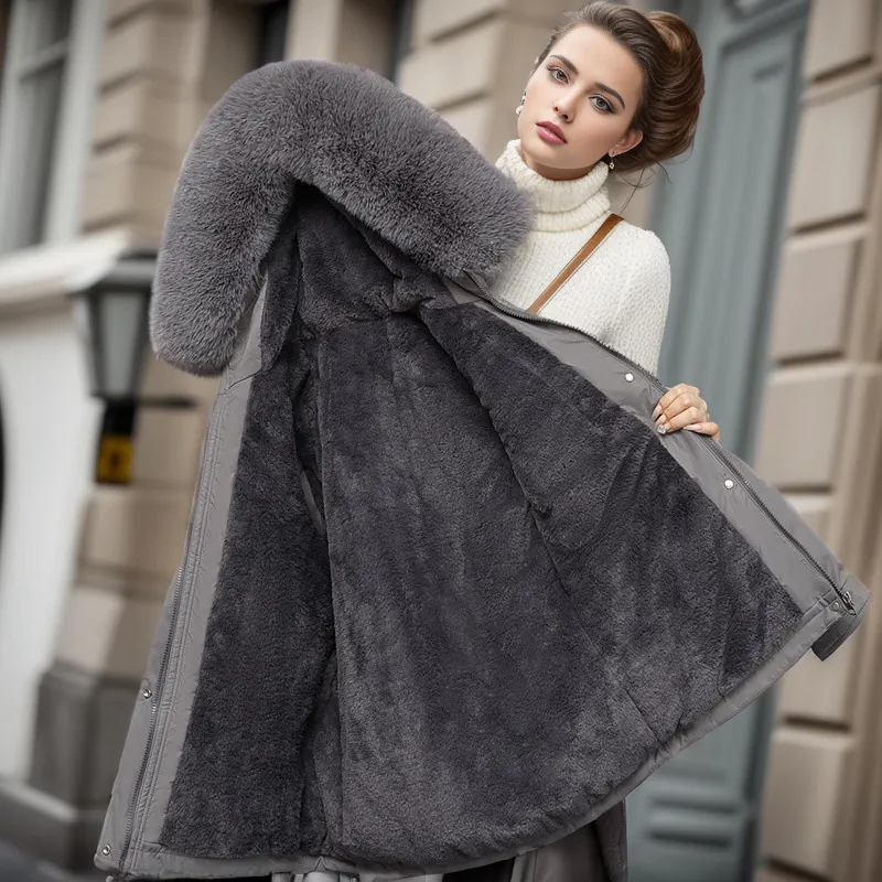 Women's Clothing Velvet Padded Thickened Coat - Gray