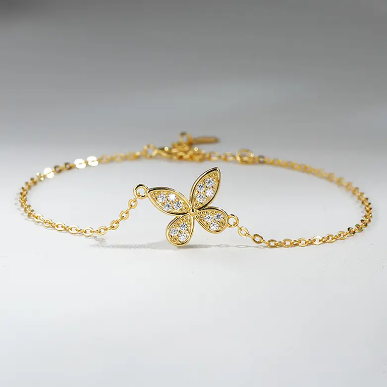 Moissanite Butterfly Bracelet For Women, D Color Moissanite, S925 Sterling Silver