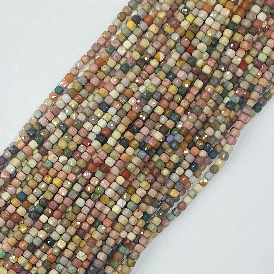Natural Alashan Cinnabar Jade Cut Angle Cube Sugar Scattered Beads - Image 2