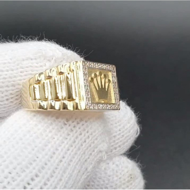 Mens Retro Alloy Ring With Rhinestone Inlay