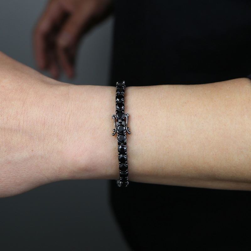 Black Zircon Bracelet Men's Hip Hop