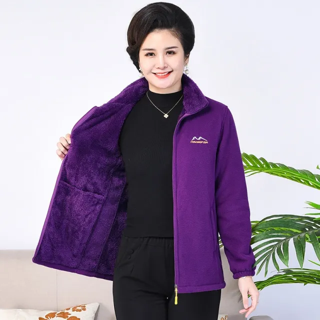 Middle aged And Elderly Thickened Fleece Hooded Sweatshirt Purple - Shop at LoveMi