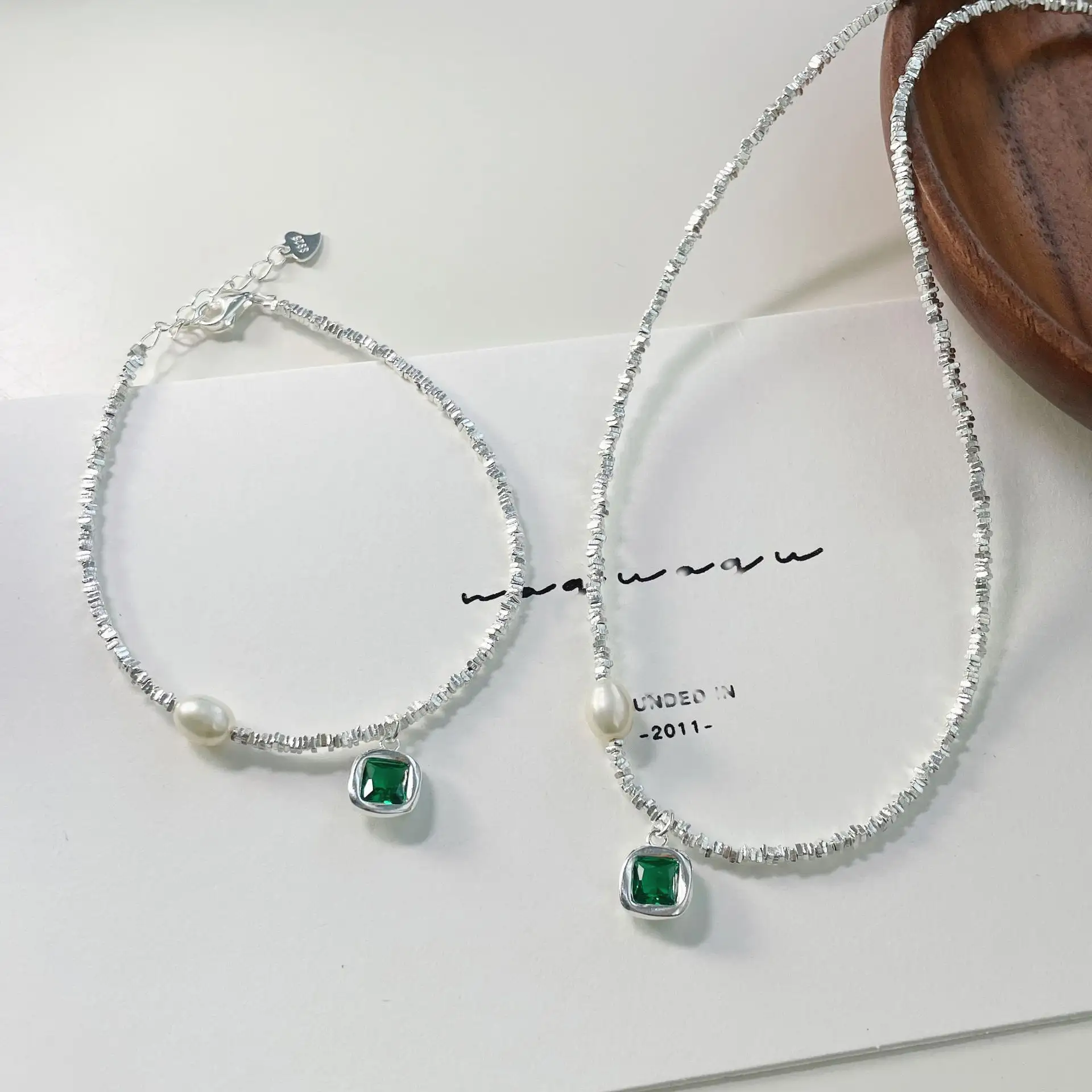 S925 Sterling Silver Special-interest Design Emerald Square Diamond Small Pieces Of Silver Bracelet
