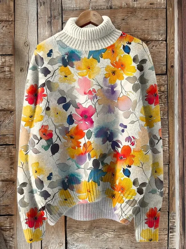 Women's New Floral Print Pullover Sweater 2Style - Shop at LoveMi