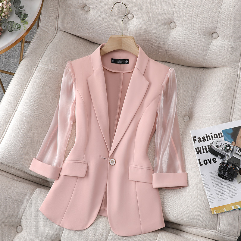 Three-quarter-sleeve Lightweight Blazer