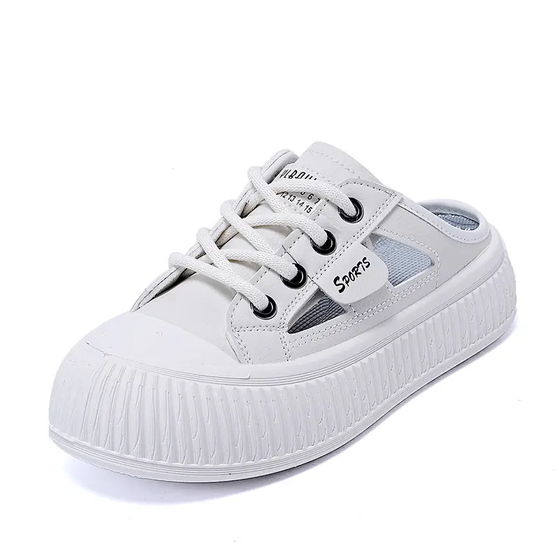 Slide-on Hollowed-out Breathable Thick-soled Half-slipper Sneakers