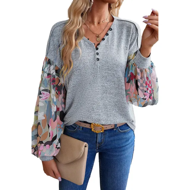 Casual Style Lantern Sleeve Stitching Long Sleeve P11Style Xl - Shop at LoveMi