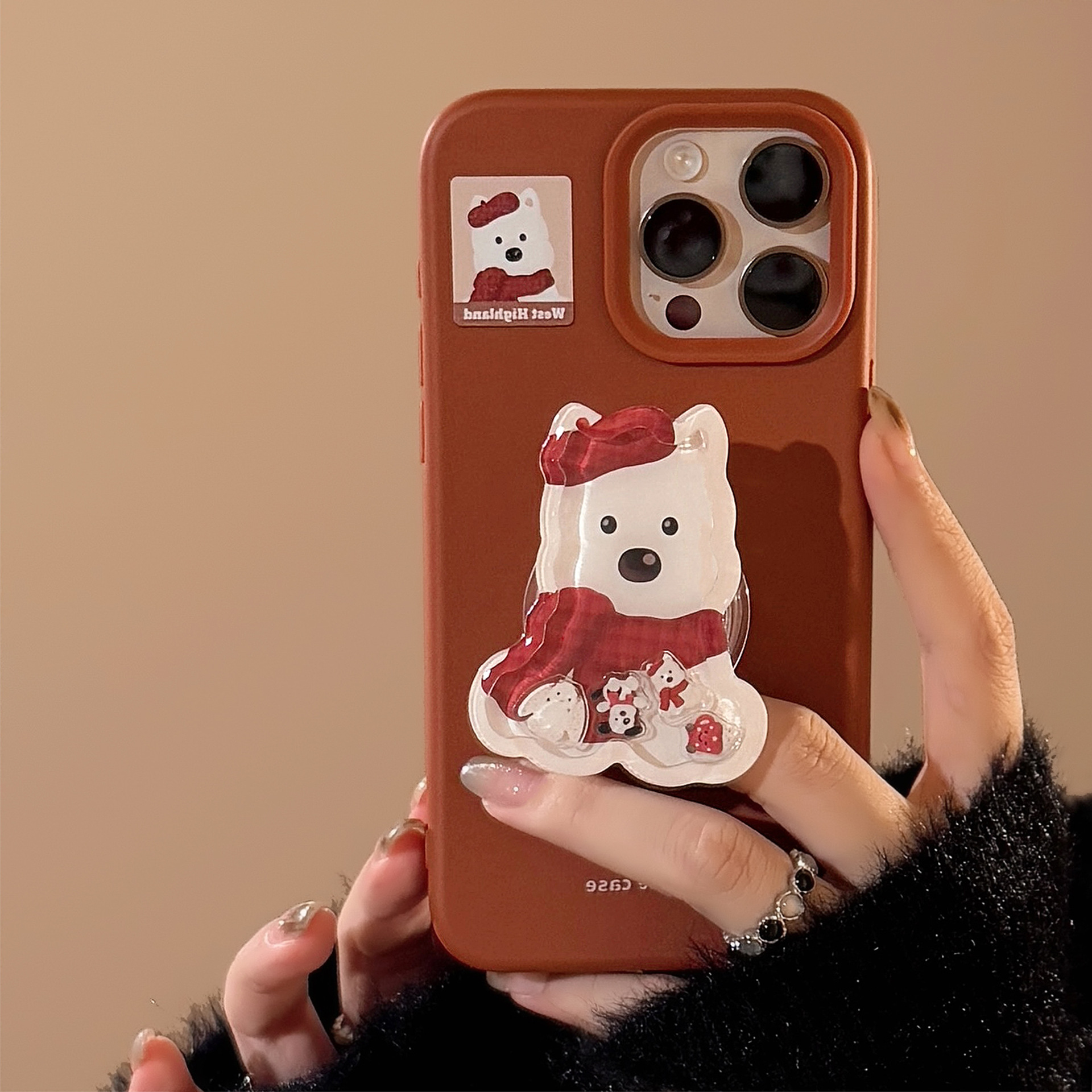Cartoon Animal Shaker Stand Phone Case In Silicone