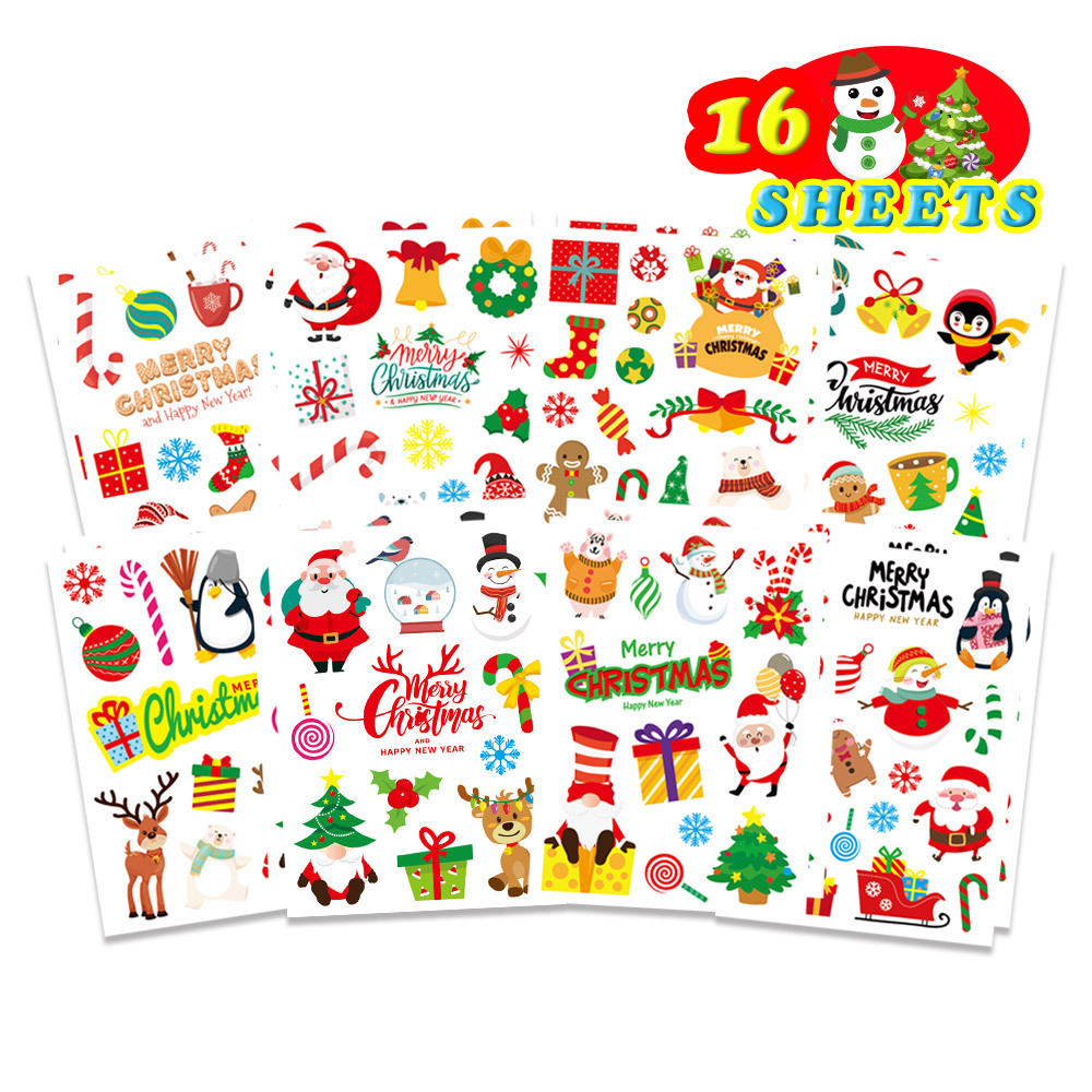 Santa Claus And Snowman Puzzle Journal Cartoon Stickers 2