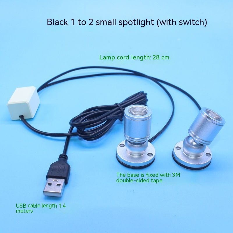 Mini Led Small Spotlight Model Decorative Crystal Fish Tank Colorful Color Changing Light 5V Usb Spotlight
