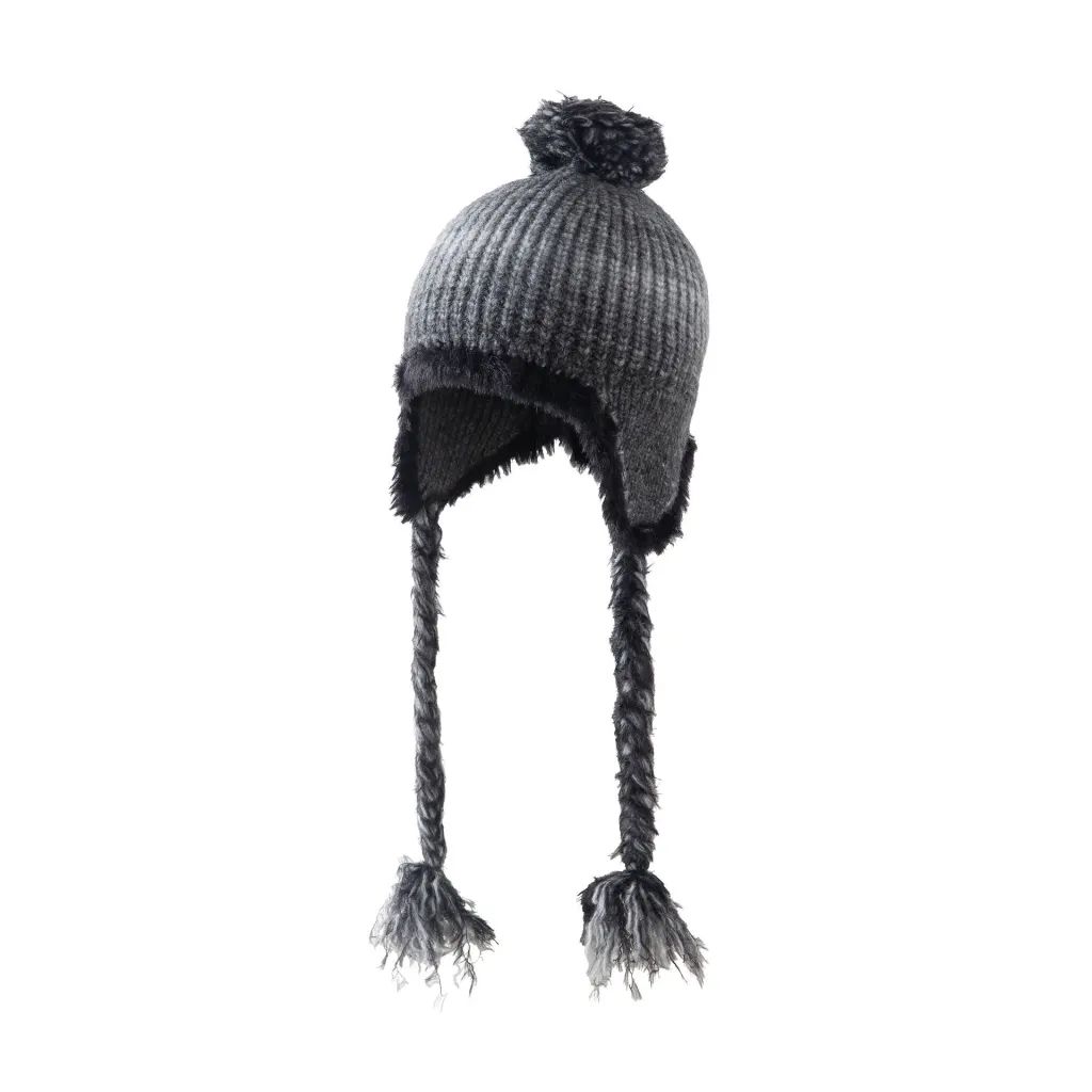 New Style With Fur Ball Thickened Woolen Cap Korean Style Earflaps Slipover Knitted Hat - Black