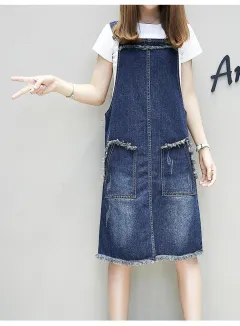 Plus-sized Plus Size Women's Clothing Spring And Summer Slimming Denim Suspender Skirt Slim Fit Dress Plus Size Sister - Suspender Dress - View 1