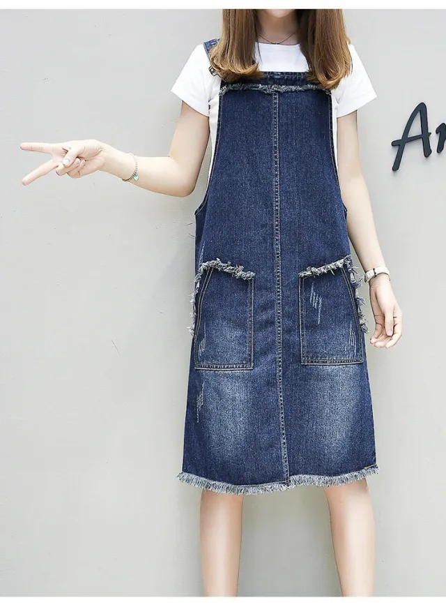 Plus sized Plus Size Women's Clothing Spring And Summer Slimming Denim Suspender Skirt Slim Fit Dress Plus Size Sister Suspender Dress - Shop at LoveMi