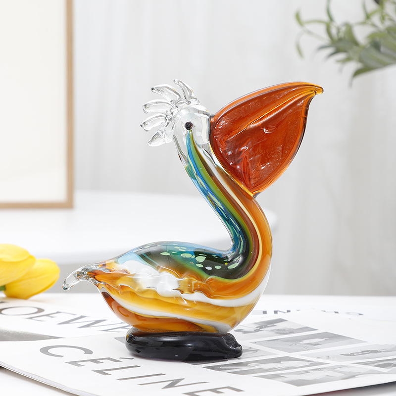 Glass ornament glass animal kyorochan pelican duck