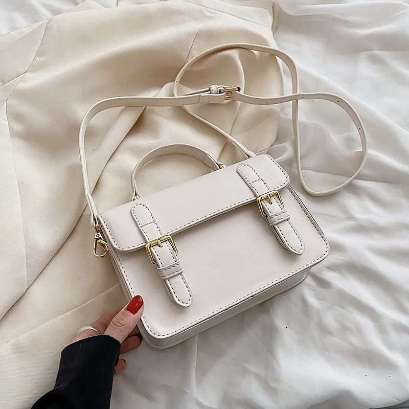 Small Square Shoulder Crossbody Bag - Beige