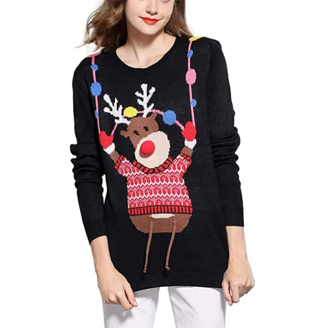 Winter Women's Fashion Ball Sweater Black - Shop at LoveMi