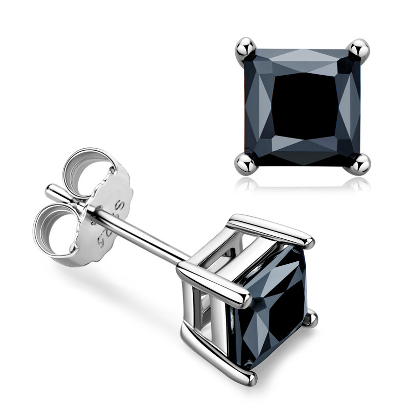 Fashion 1 Karat Black Zircon Stud Earrings