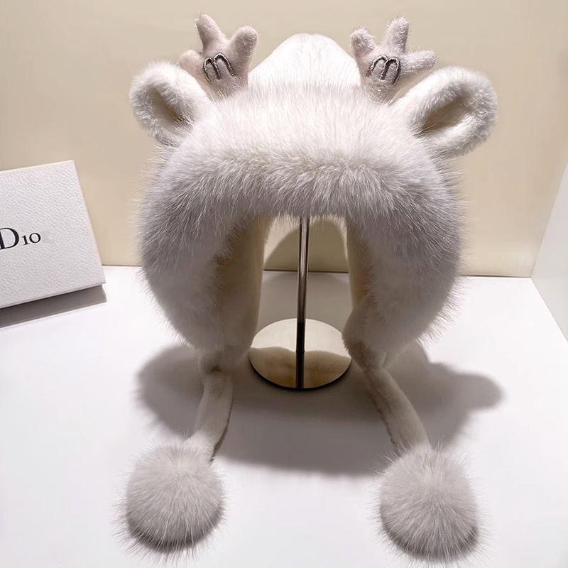 Plush Knitted Hat Women's Winter