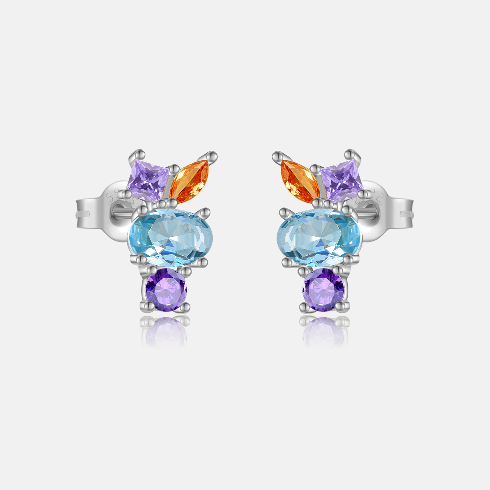 Women's Simple Color Zircon Stud Earrings