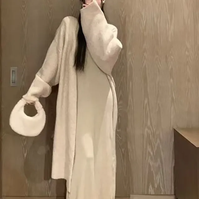 French Lazy Style High neck Dress Women's New Slim fit Inner Wear Apricot - Shop at LoveMi