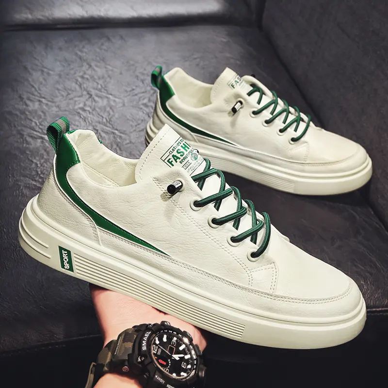 Men's Spring and Autumn Leather Casual Sneakers