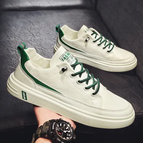 Men's Spring and Autumn Leather Casual Sneakers