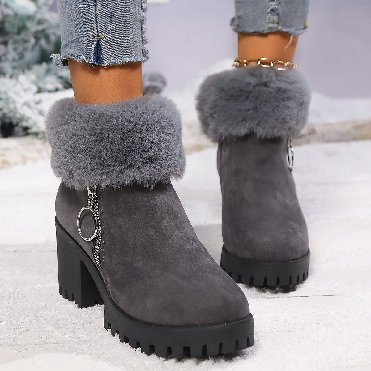 Title 2, Snow Velvet Thermal And Thickening Thick Heel W...