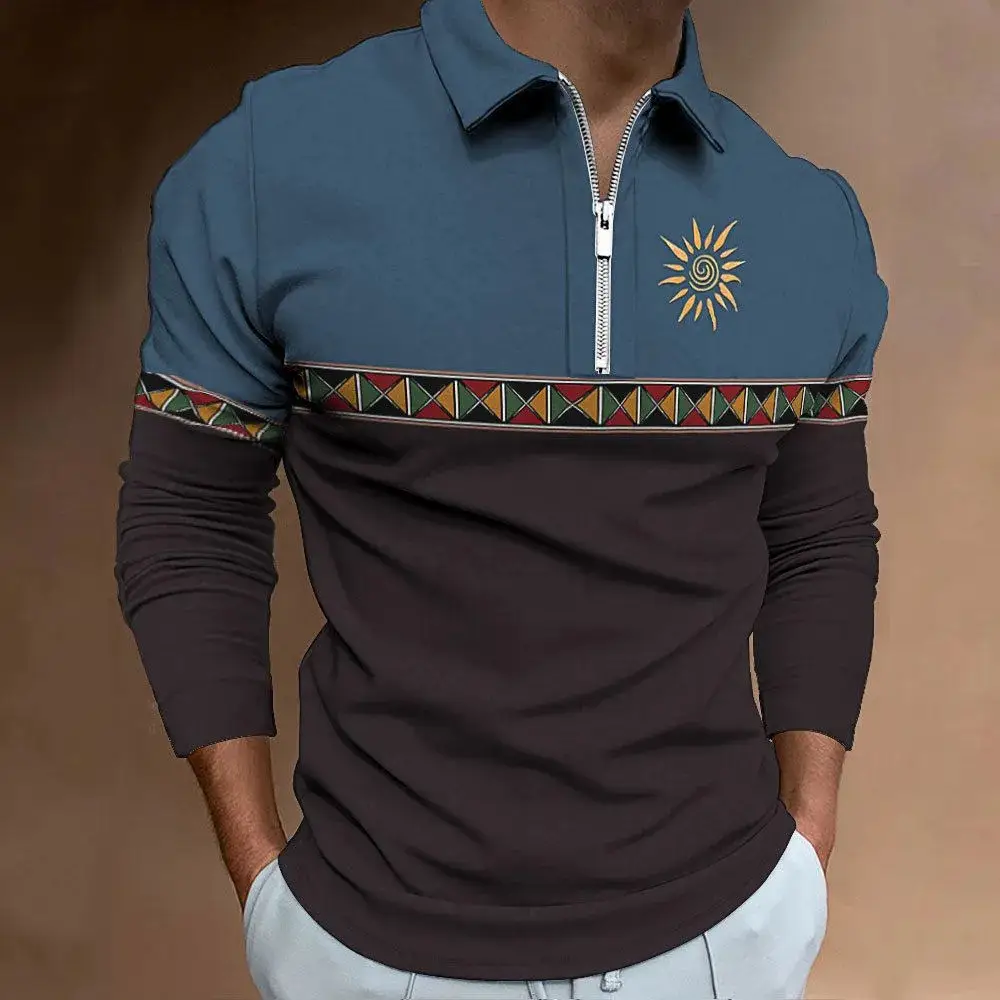 Men's Retro Color Printing Fashion Sports Golf Top Casual T-shirt